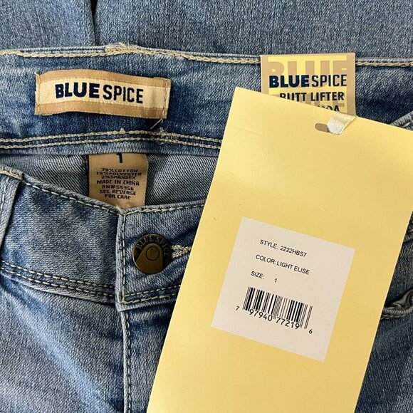 BLUE SPICE Women's Butt Lifter Bermuda Denim Shorts - Juniors Size 1 - NWT - Picture 4 of 4